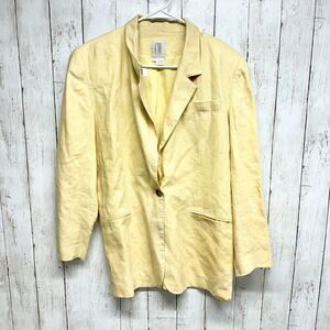 Clifford & Willis Suit Jacket Women Size 8 Yellow Single Breasted 100% Linen